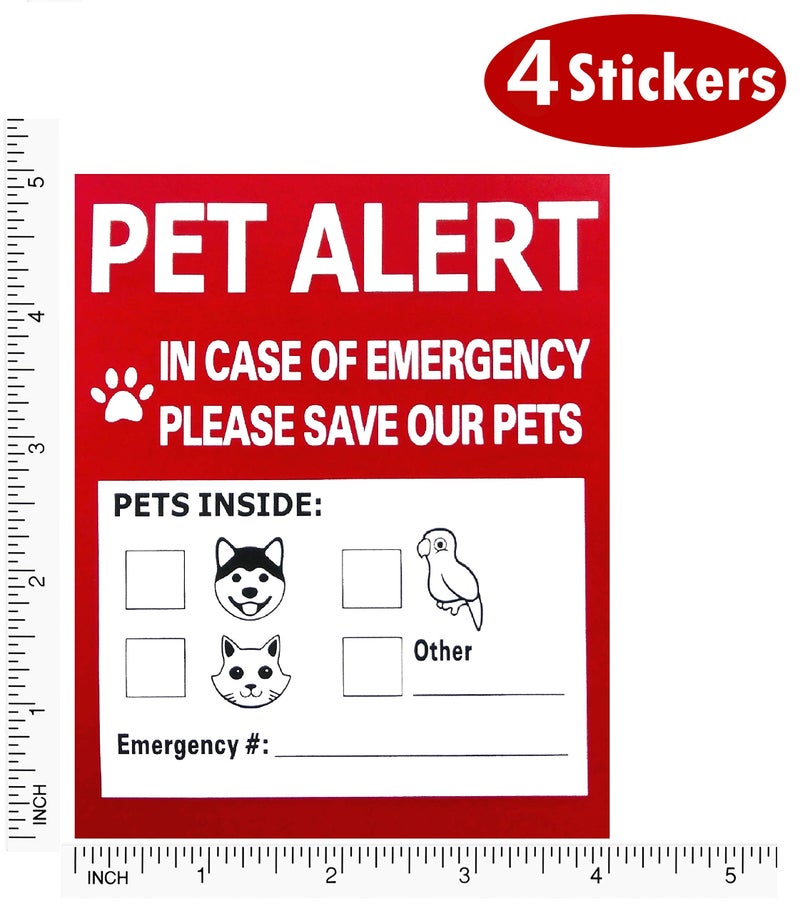 Chyobo Pet Alert Safety Fire Rescue Sticker - 4 Pack,In Case of Fire Notify Rescue Personnel to Save Pets - Image 2